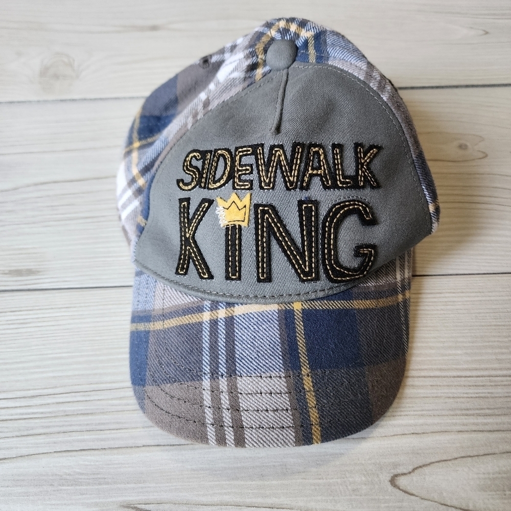 Gymboree Sidewalk King blue plaid hat size 12-24 mo